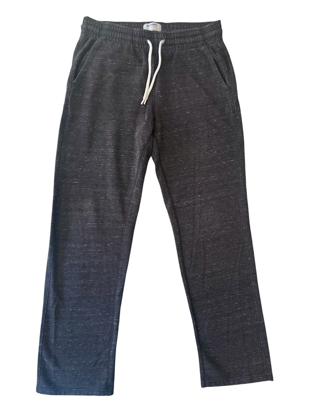 Old Navy Men's Speckled Fleece Charcoal Drawstring Open Hem Pant, Size Small